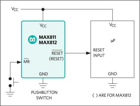 MAX811, MAX811L, MAX811M, MAX811R, MAX811S, MAX811T, MAX812, MAX812L, MAX812M, MAX812R, MAX812S, MAX812T: Typical Operating Circuit