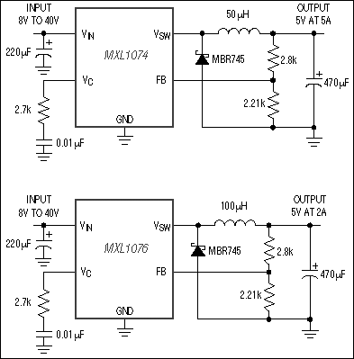 MXL1074, MXL1076: Typical Operating Circuit