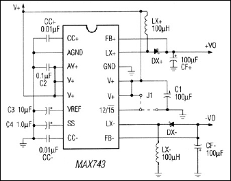 MAX743：典型工作电路