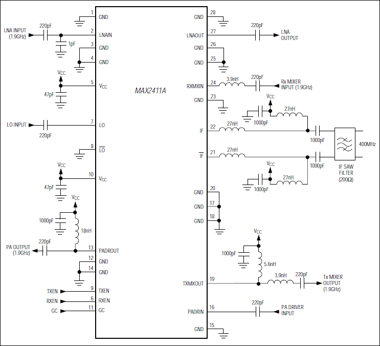 MAX2411A：典型工作电路