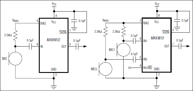 MAX9812, MAX9812H, MAX9812L, MAX9813, MAX9813H, MAX9813L: Typical Operating Circuit