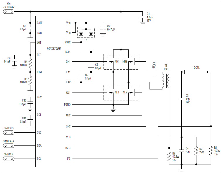 MAX8709B：標準動作回路