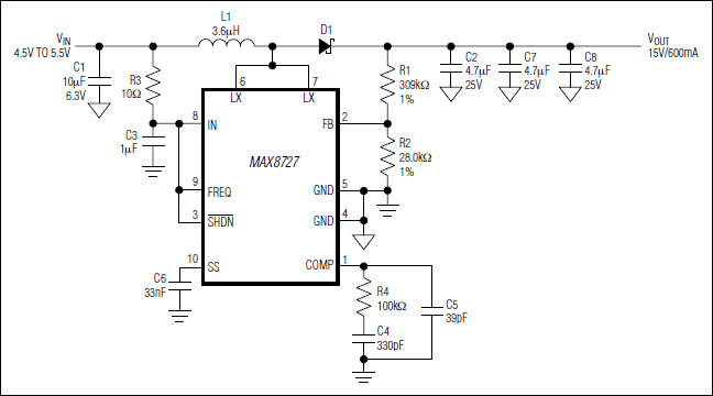 MAX8727：典型工作电路