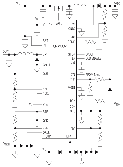 MAX8728：简化工作电路