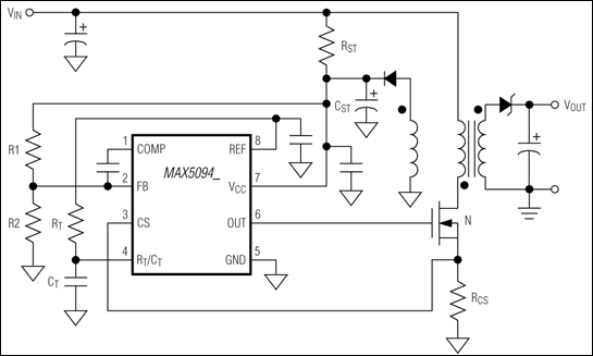 MAX5094A, MAX5094B, MAX5094C, MAX5094D, MAX5095A, MAX5095B, MAX5095C: Typical Application Circuit