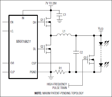 MAX16821, MAX16821A, MAX16821B, MAX16821C: Simplified Diagram