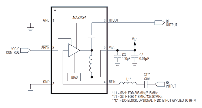 MAX2634：功能框图/典型工作电路