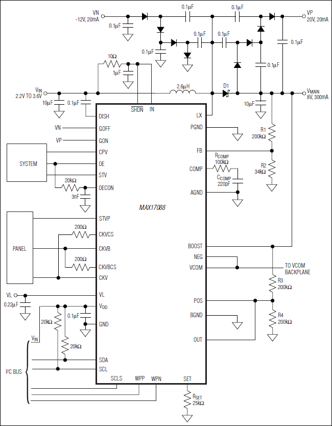 MAX17088：標準動作回路