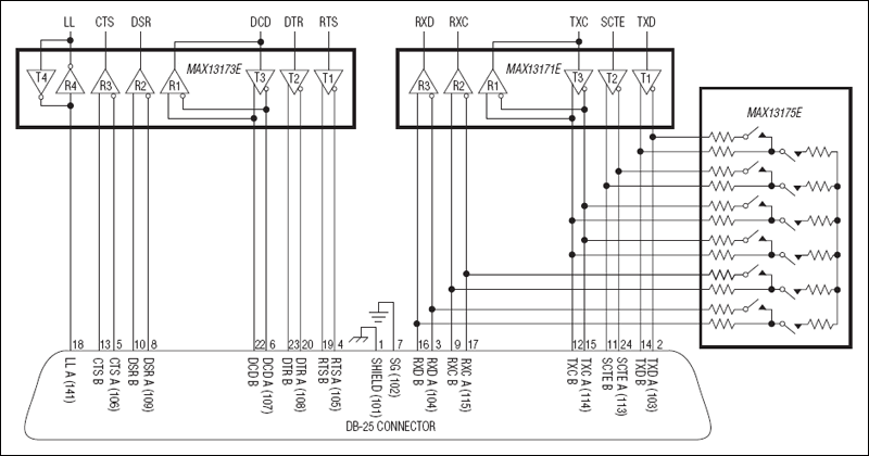 MAX13171E, MAX13173E, MAX13175E: Typical Operating Circuit