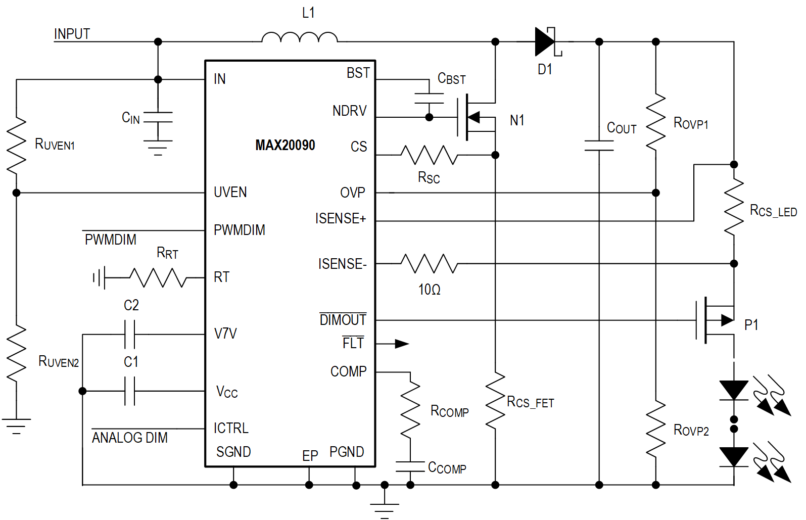 MAX20090: Simplified Typical Operating Circuit