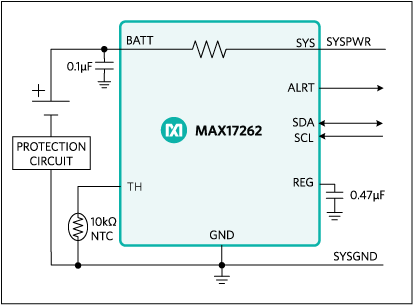 MAX17262: Simple Fuel-Gauge Circuit Diagram