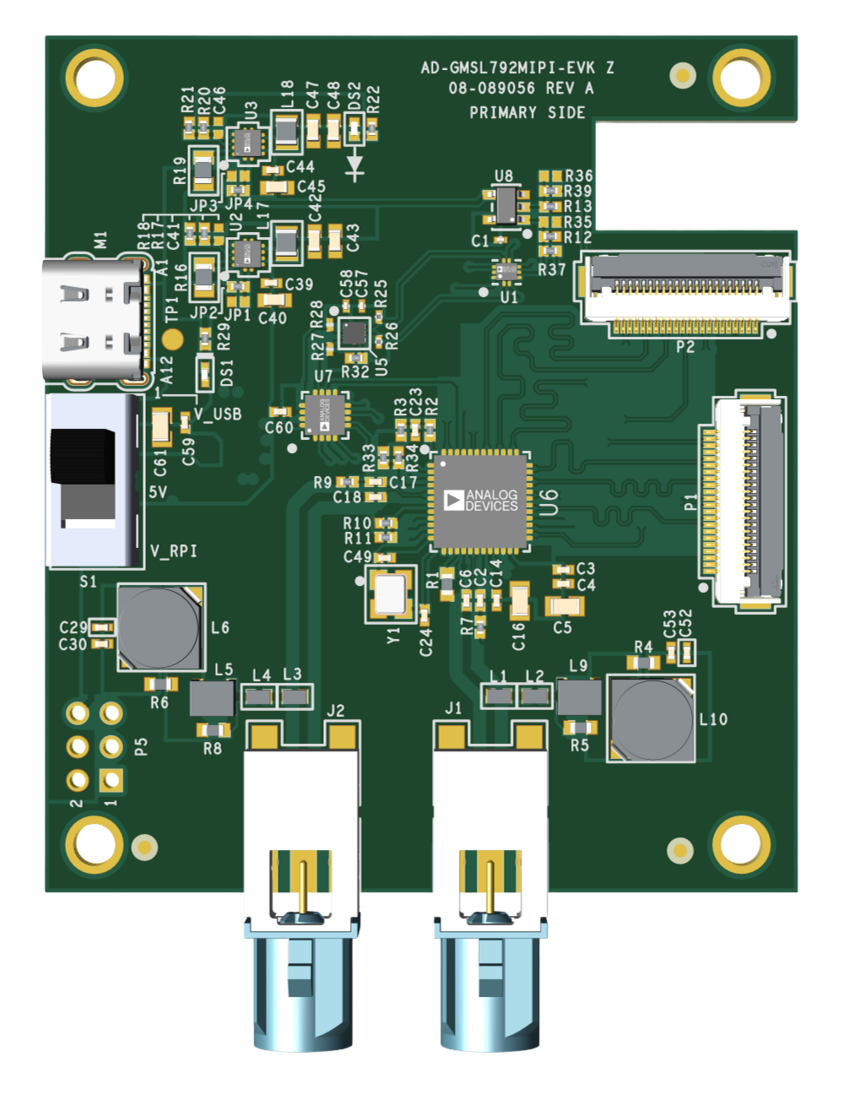 AD-GMSL792MIPI-EVK Evaluation Board Top View