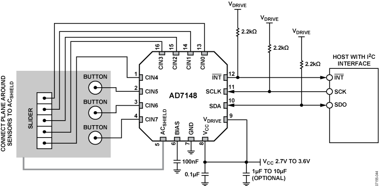 AD7148 Typical Circuit Application Diagram