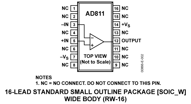 AD811 Pin Diagram (SOIC_W)
