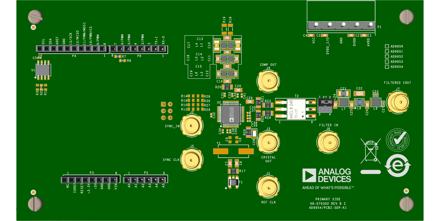 AD9953_PCBZ-SDP-K1 Top Evaluation Board