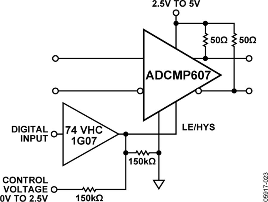 ADCMP607: Hysteresis Adjustment with Latch