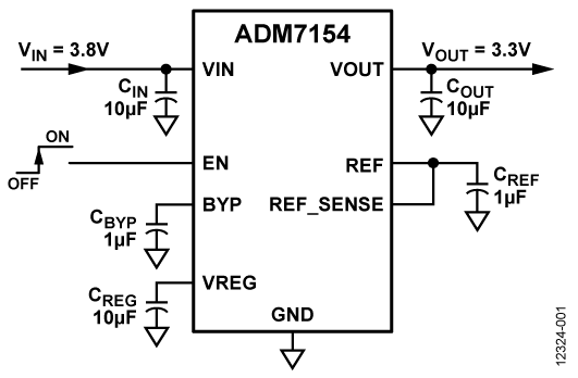 ADM7154 Typical Application Circuit Diagram