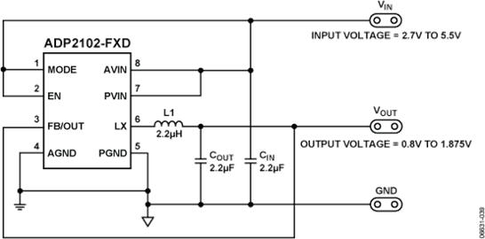 ADP2102 typical application diagram 2