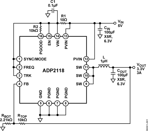 ADP2118 Typical Application Diagram