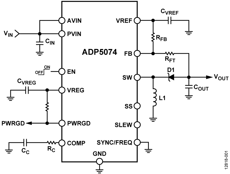ADP5074 Typical Application Circuit