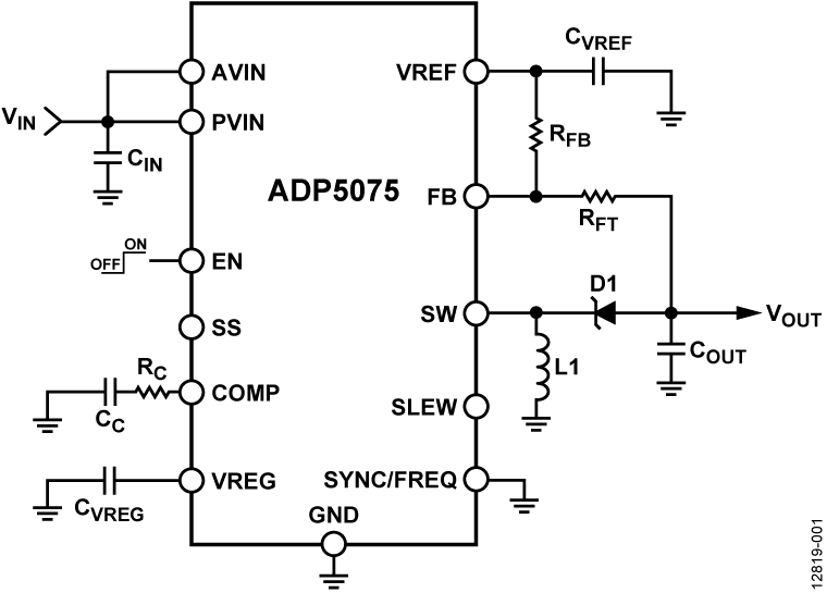 ADP5075 Typical Application Circuit