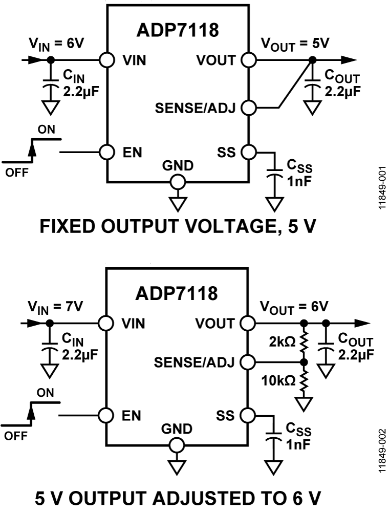 ADP7118 Typical Application Circuit Diagram