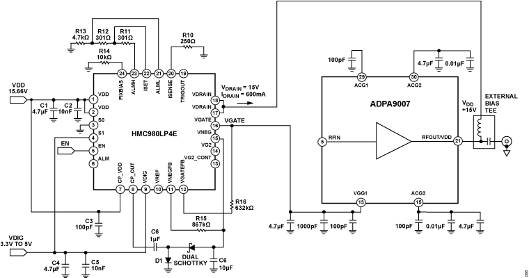 ADPA9007 Application Circuit Diagram