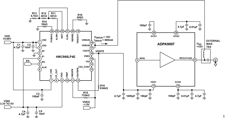 ADPA9007 Application Circuit Diagram
