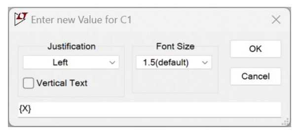 Figure 2. Dialog for component value when right-clicking on a value in the schematic.