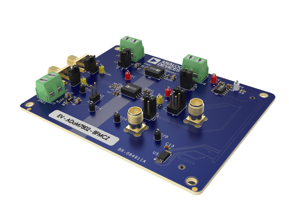 EVAL-ADuM7802-8FMCZ Top Angle Evaluation Board