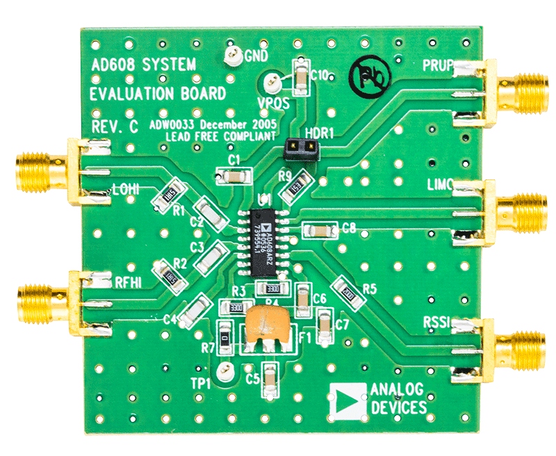 AD608 Evaluation Board - Top View