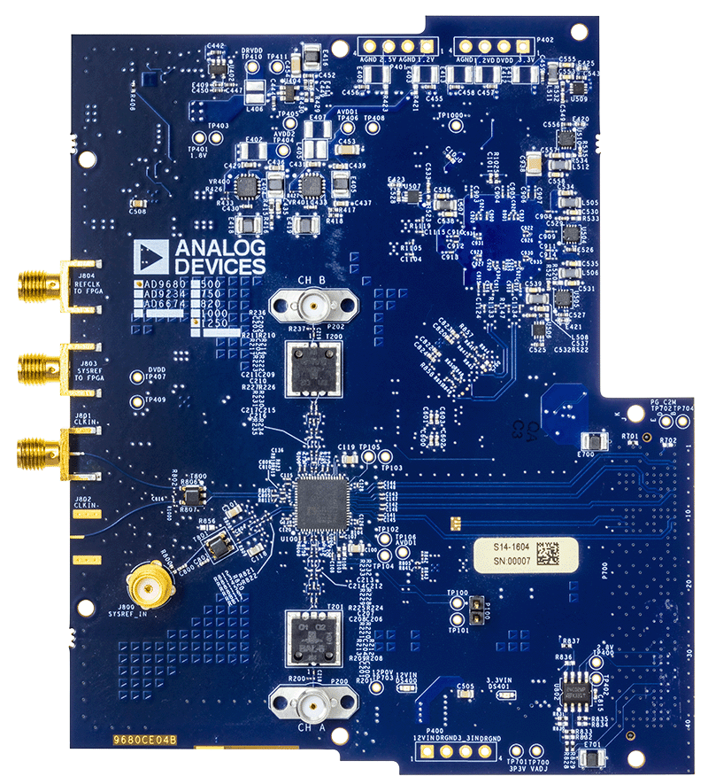 AD9680-1250EBZ Evaluation Board - Top View