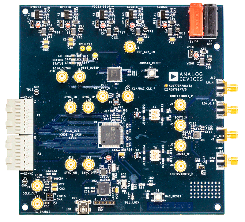 EVAL-AD9779A Evaluation Board - Top View