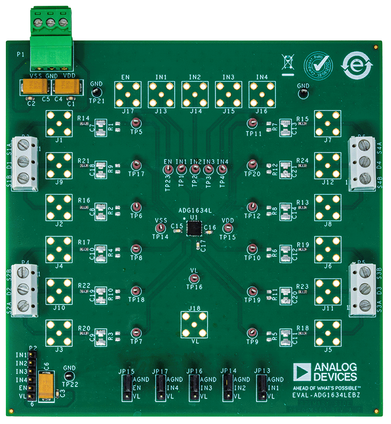 EVAL-ADG1634LEBZ Evaluation Board - Top View