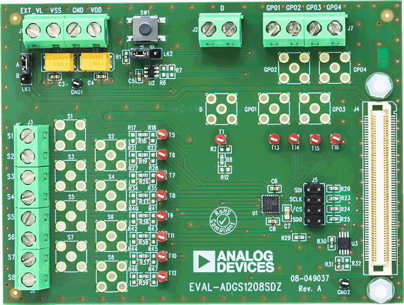 EVAL-ADGS1208SDZ Evaluation Board - Top View