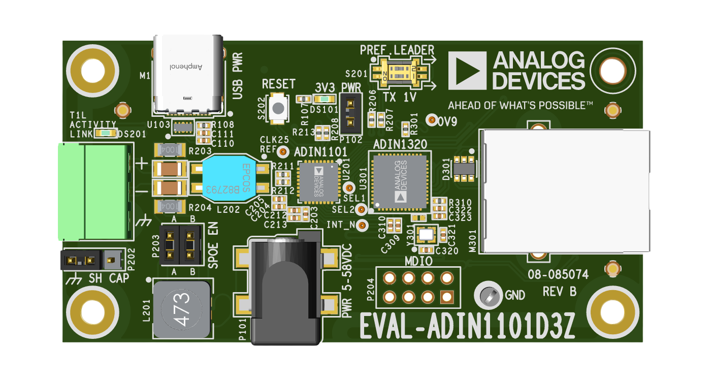 EVAL-ADIN1101 Evaluation Board Bottom Top View