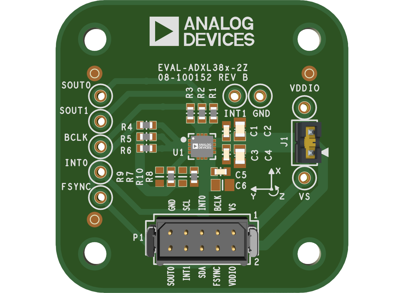 EVAL-ADXL380-2Z Top Evaluation Board