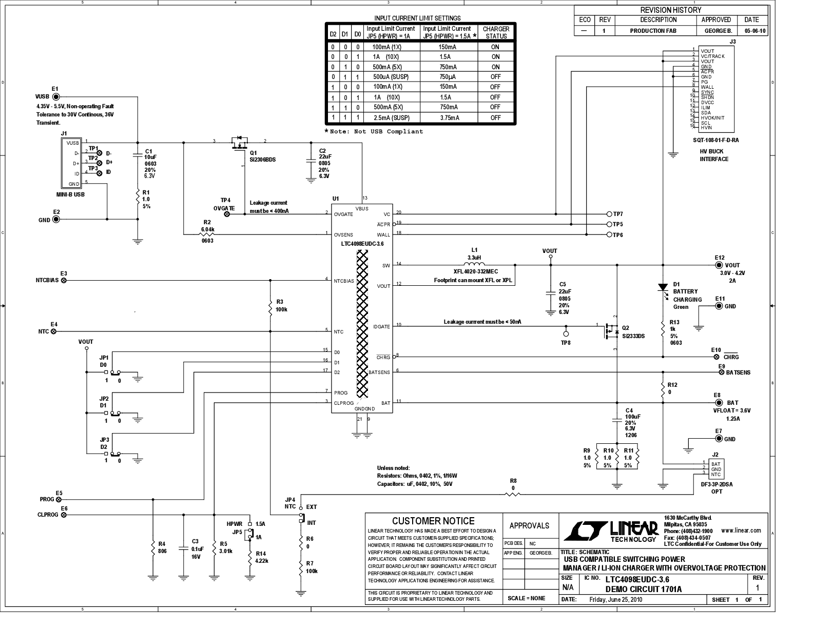 DC1701A - Schematic