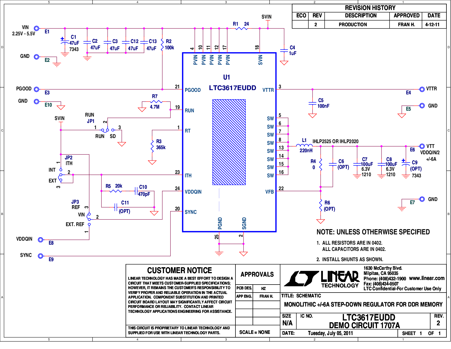 DC1707A - Schematic