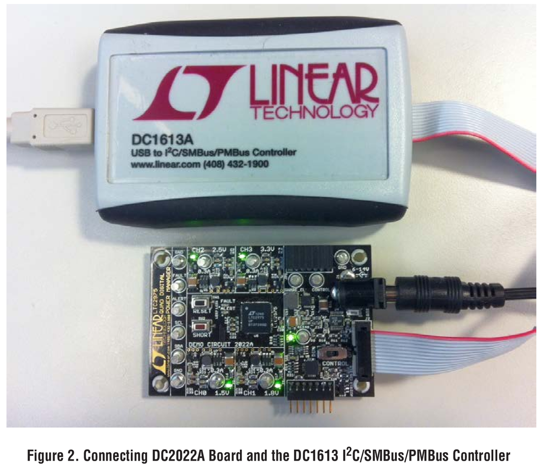 Figure 2. Connecting DC2lJ22A Board and the DC1613 I20/SMBus/PMBus Controller