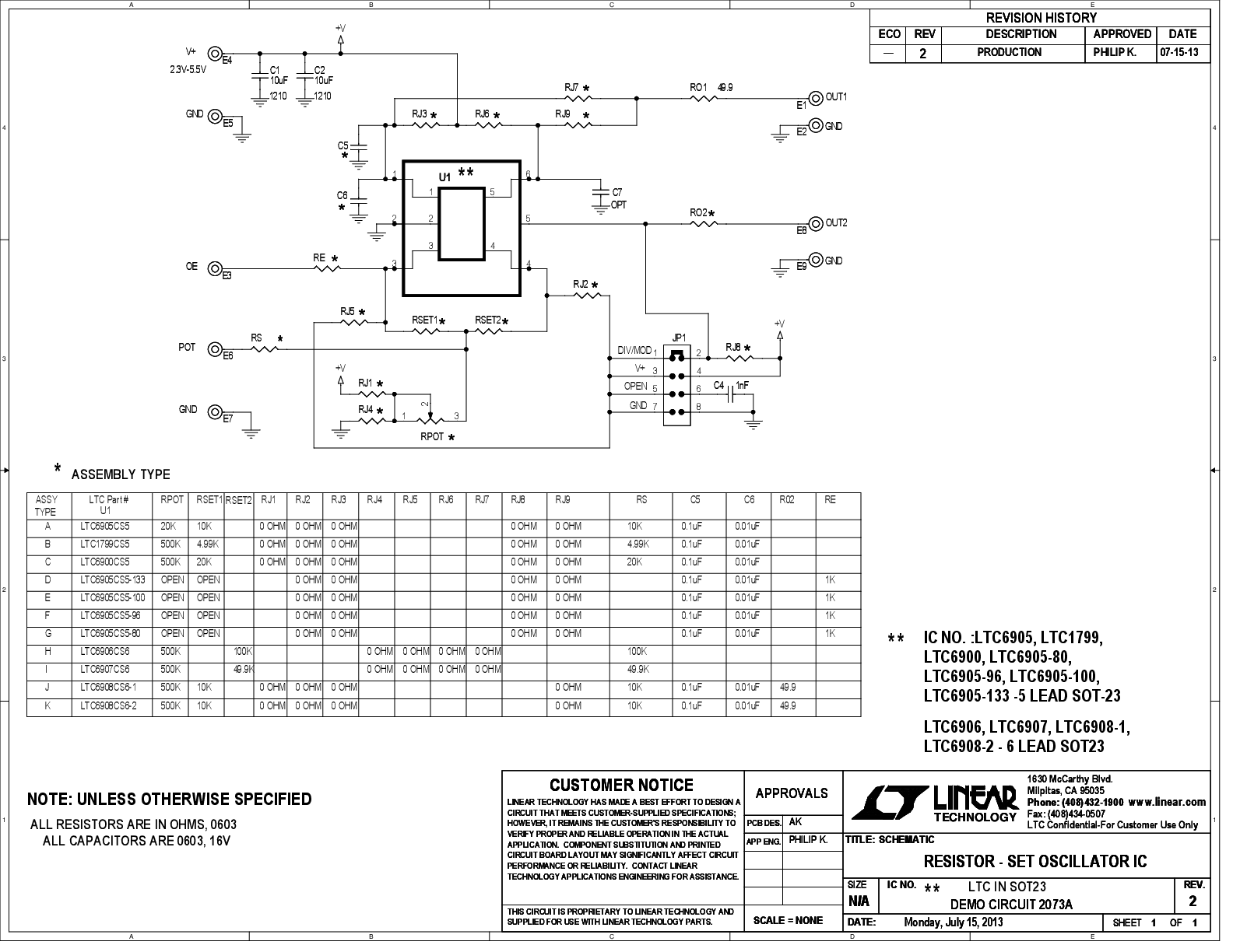 DC2073A  - Schematic