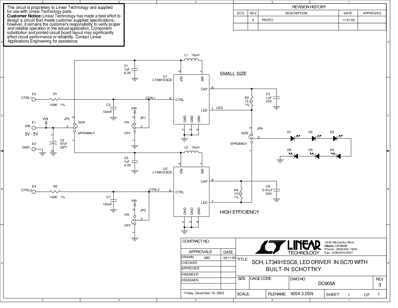 DC905A - Schematic