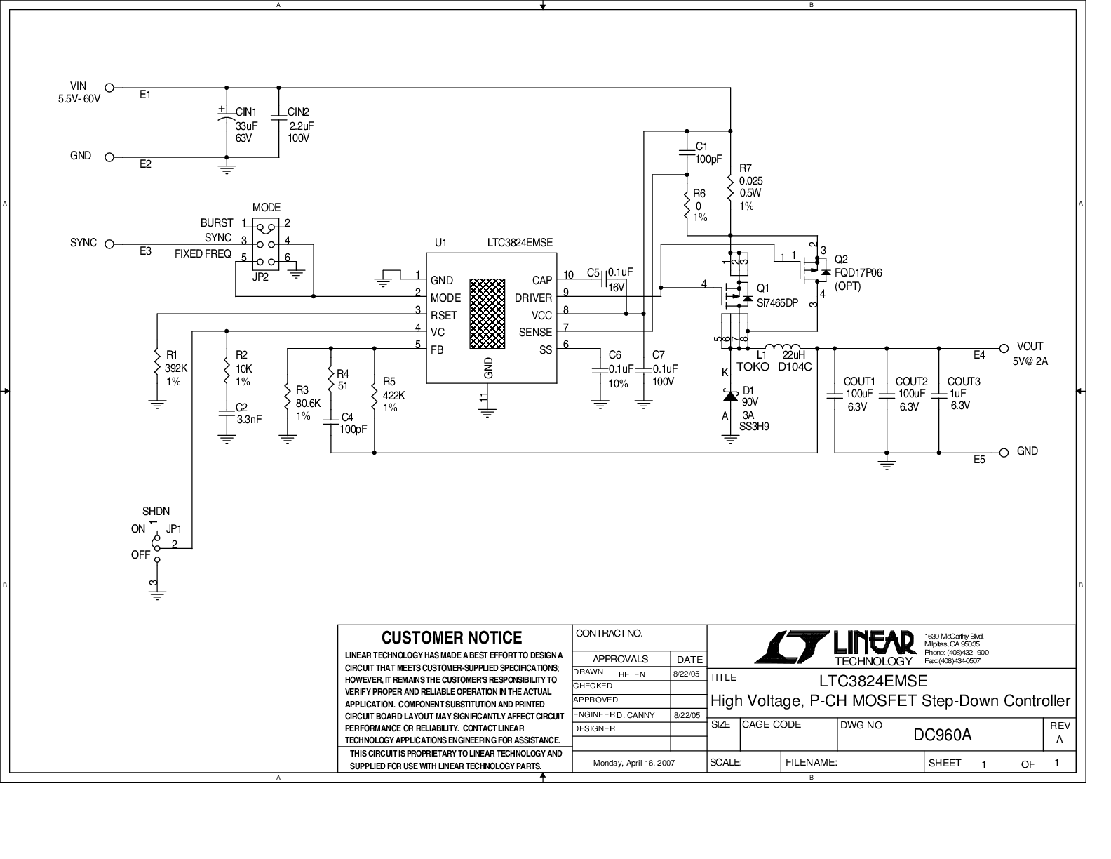 DC960A - Schematic