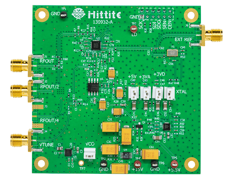 HMC704LP4E Evaluation Board - Top View