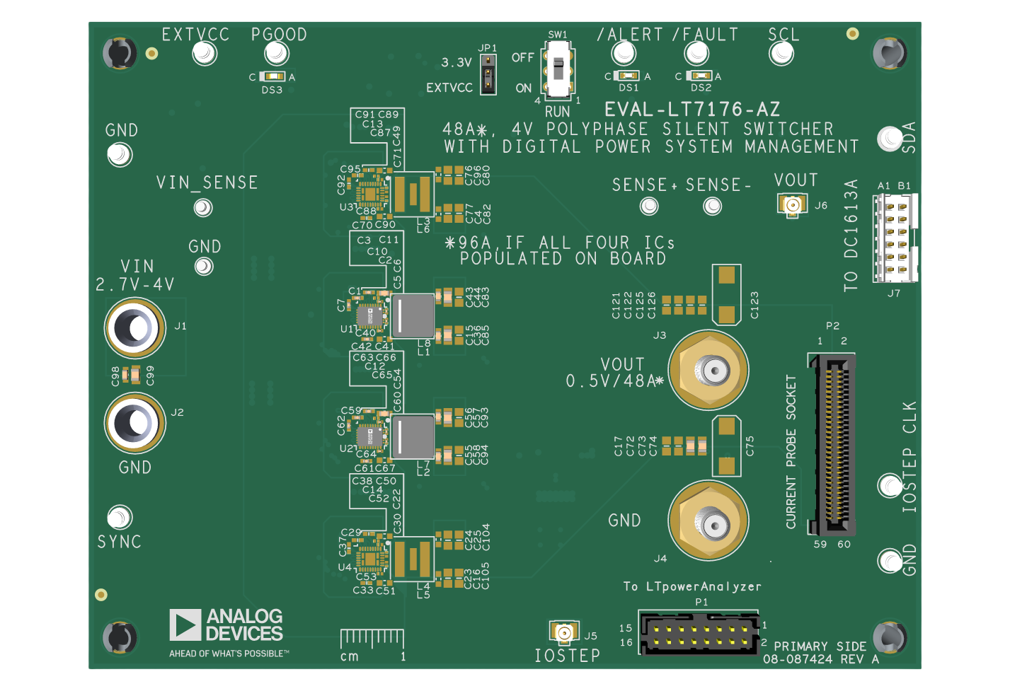 EVAL-LT7176-AZ Evaluation Board Top View