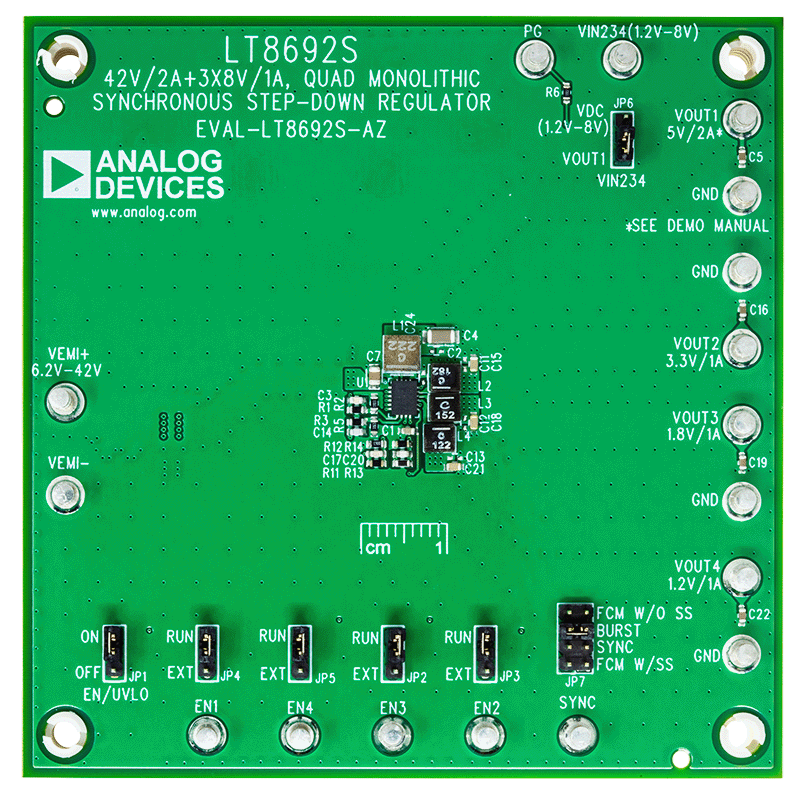 EVAL-LT8692S-AZ Evaluation Board - Top View