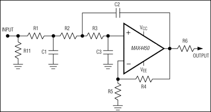MAX4450EVKIT: Simplified Circuit
