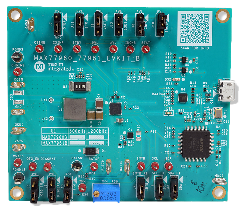 MAX77960BEVKIT06, MAX77960BEVKIT12, MAX77961BEVKIT06, MAX77961BEVKIT12: Board Photo