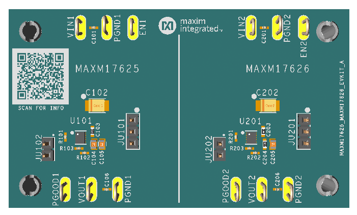 MAXM17625EVKIT, MAXM17626EVKIT: Board Photo