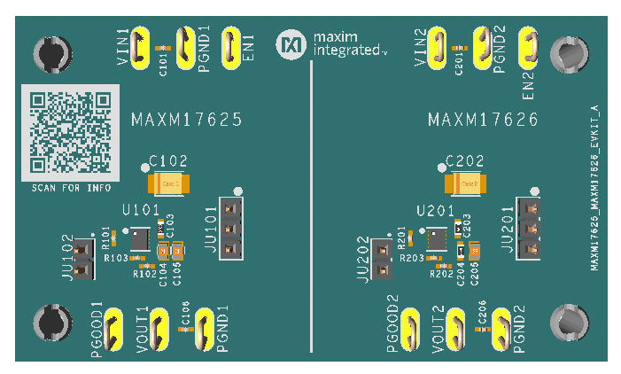 MAXM17625EVKIT, MAXM17626EVKIT: Board Photo